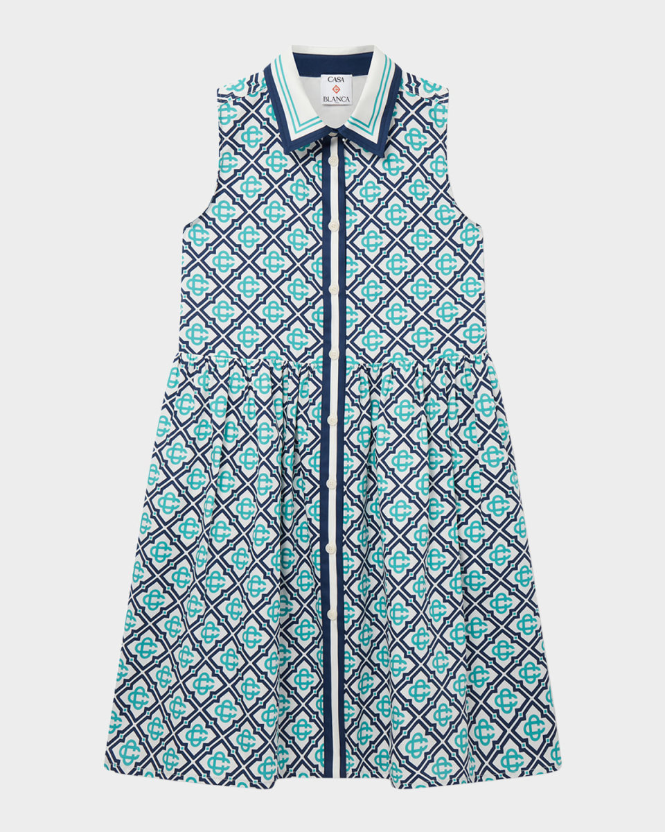 Girl's Beach Club Monogram-Print Dress, Size 3T-14